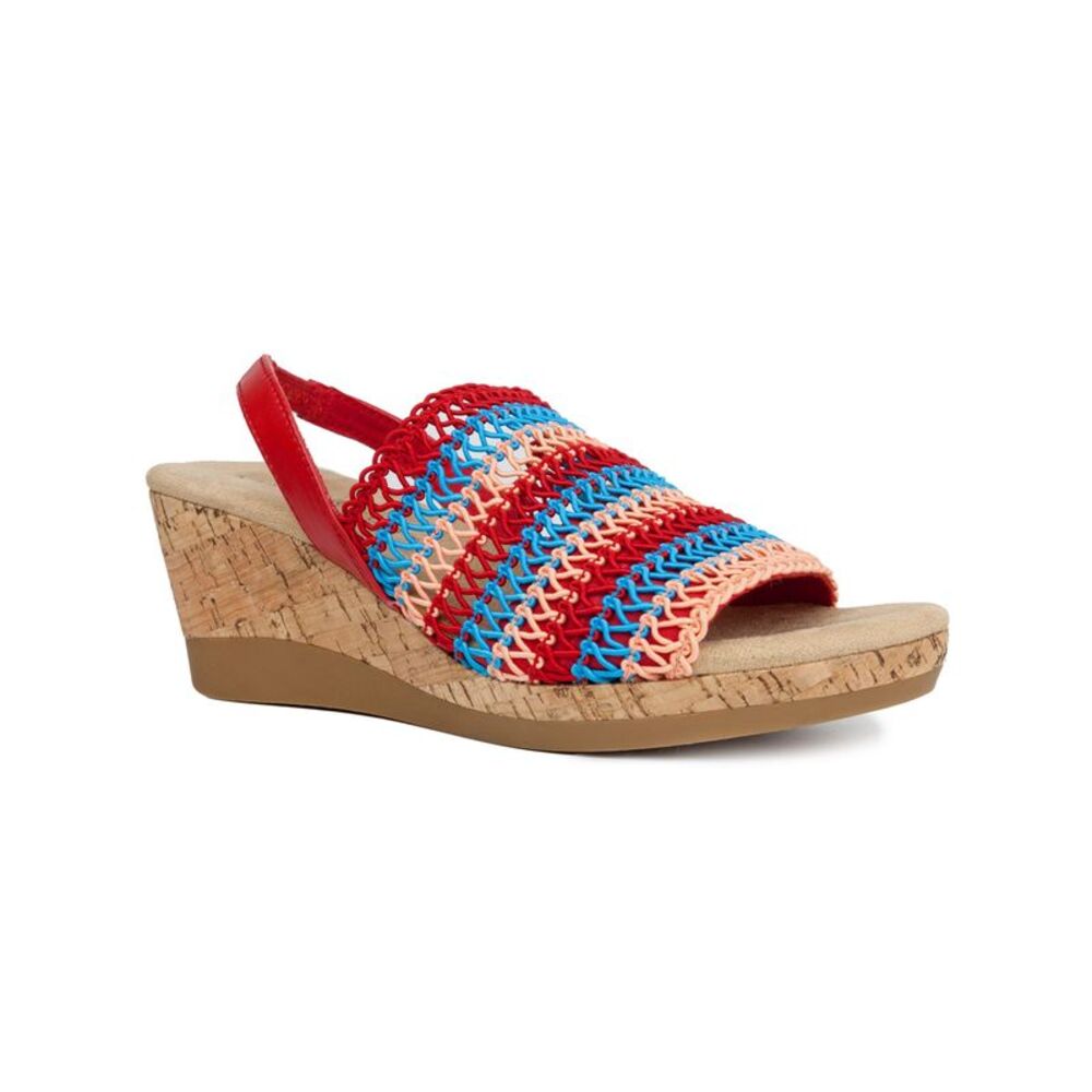 KAREN SCOTT Womens Red Macram� Cork Look Meriamm SlingSandal 7 M